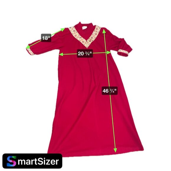Vintage Vanity Fair Sleepwear Red Full Length Zippered Dressing Gown SZ Large - Picture 7 of 7